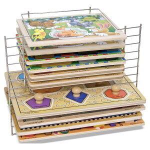 [RDY] [��������] Melissa & Doug �f���b�N�X�E���^���E���C���[�E�p�Y���E�X�g���[�W�E���b�N�i�召12���[�\ [�y�V�C�O�ʔ�] | Melissa & Doug Deluxe Metal Wire Puzzle Storage Rack for 12 Small and Large Puzzles