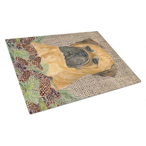 [RDY] [] Carolines Treasures SS4065LCB Bullmastiff on Faux Burlap with Pine Cones Glass Cutting Board Large, 12H x 16WA [yVCOʔ] | Carolines Treasures SS4065LCB Bullmastiff on Faux Burlap with Pine Cones Glass Cutting Board Larg