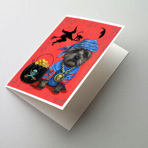 [RDY] [] Caroline's Treasures PA[EeA  C nEB O[eBOJ[h t 5" x 7" (8) [yVCOʔ] | Caroline's Treasures Cairn Terrier Black Pirate Halloween Greeting Cards with Env