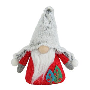 [RDY] [] ԂƃO[̃m[̂ʂ NX}XEI[ig 6C` [yVCOʔ] | Plush Red and Gray Stuffed Gnome Christmas Ornament 6"