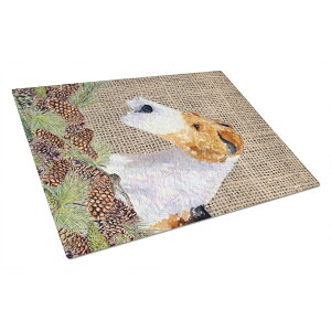[RDY] [] Carolines Treasures SS4069LCB Fox Terrier on Faux Burlap with Pine Cones Glass Cutting Board Large, 12H x 16WA [yVCOʔ] | Carolines Treasures SS4069LCB Fox Terrier on Faux Burlap with Pine Cones Glass Cutting Board Larg