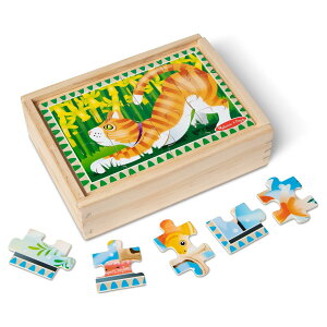 [] Melissa & Doug ybg 4-in-1 ؐWO\[pY [{bNX (48s[X) - FSCF؍ς [yVCOʔ] | Melissa & Doug Pets 4-in-1 Wooden Jigsaw Puzzles in a Storage Box (48 pcs) - FSC Certified