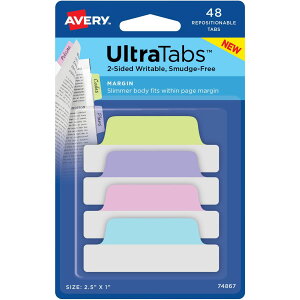 [] Eg^uA2.5C` x 1C`A48}[W^uAA\[gpXeJ[ [yVCOʔ] | Ultra Tabs, 2.5" x 1", 48 Margin Tabs, Assorted Pastel