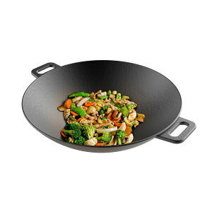[RDY] [] Sؓ-14 "꒲-t-݊ Classic Cuisine [yVCOʔ] | Cast Iron Wok-14h Pre-Seasoned, Flat Bottom Cookware with Handles-Compatible by Classic Cuisine