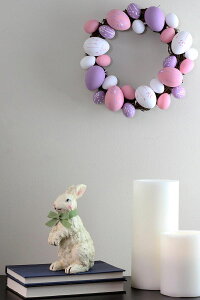 [RDY] [] 10 "pXesNƔ̉Ԃ̌sC[X^[GbOt̃uhE̖؂̉ԗ [yVCOʔ] | 10" Pastel Pink Purple and White Floral Stem Easter Egg Spring Grapevine Wreath