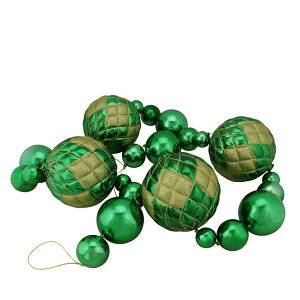 [RDY] [] 6'̂߂̃ANZgtĂ啲Ӗh~̂΂̃NX}X̋̉ԗ [yVCOʔ] | 6' Oversized Shatterproof Shiny Green Christmas Ball Garland with Gold Glitter A