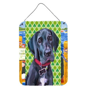 [] O[gf[qZgpgbNXf[VbNǂhA|vg [yVCOʔ] | Black Great Dane Puppy St. Patricks Day Shamrock Wall or Door Hanging Prints