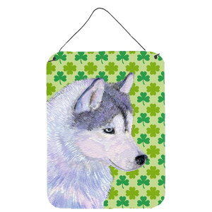 [] VxAnXL[ pgbN̓ VbN̏ё Ǌ|܂̓hA|vg [yVCOʔ] | Siberian Husky St. Patricks Day Shamrock Portrait Wall or Door Hanging Prints