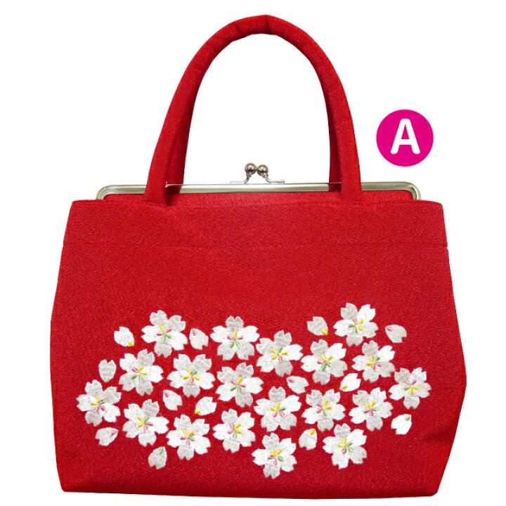 楽天市場】桜刺繍バッグ 片面に桜刺繍を取り入れた和装バッグです♪A 