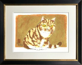 猫の肖像 太子額付(17)【送料無料】 岡本 肇 手描き作品 絵画 水墨画 作家オフィス「和味文化研究所」直営店[アート インテリア 壁掛け 壁飾り 装飾 額縁][ネコ ねこ 猫 動物 プレゼント ギフト]