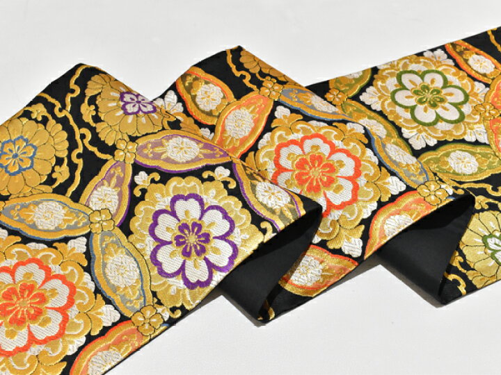 楽天市場】西陣織 振袖用袋帯 黒地 古典柄【お仕立代無料＆送料無料  