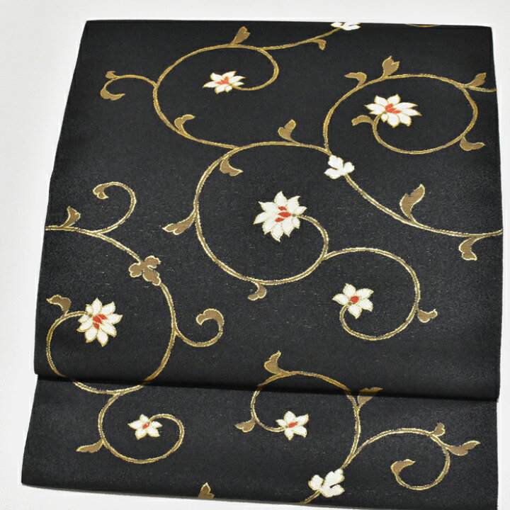 値下げ！[未使用]名古屋帯 絹 花柄 幾何学模様 