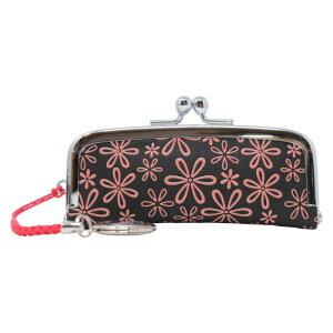 印伝 印鑑ケース 印傳屋 4303 黒×ピンク かわいい がま口 印鑑入れ レディース 和柄 本革 15mm 口金 和物屋 朱肉付き印鑑ケース印伝 山梨 印伝屋 甲州印伝 財布 印伝印鑑ケース 印傳屋 おしゃれ