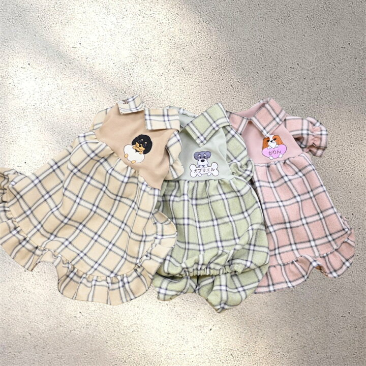 楽天市場】【名入れ対象】ワンピース＆つなぎ チェック お名前刺繍 名 