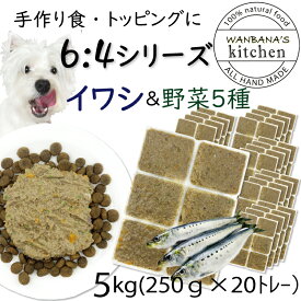 犬用厳選！トッピング材料や手作りごはんに 包丁いらず簡単レンチンOKろくよんいわし6：5種の野菜4黄金比率5kg(42g×120個)国産 無添加 毎日続けられる価格 健康寿命をのばす命と向き合い19年間ワンバナ アレルギーのわんちゃんにパピーからシニアまで人間用の食材のみ使用