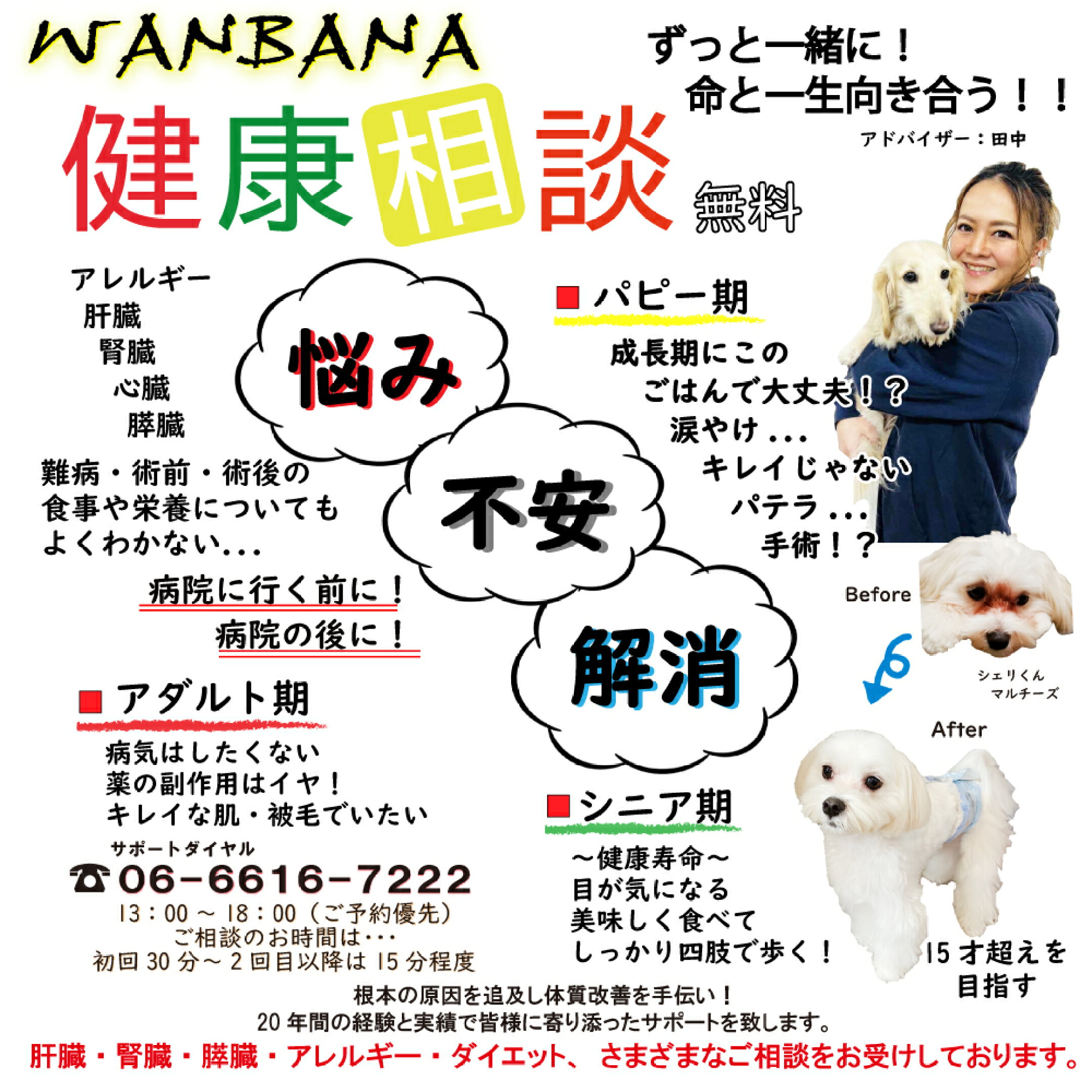 実店舗,ワンバナ,WANBANA,老舗,こだわり,通販,ネットショップ,命,毎日,ごはん,わんちゃん,猫ちゃん,ねこ,ネコ,犬,dog,cat,こだわりの仕入れ先,ポリシー,健康相談,無料健康相談ダイヤル,人気,楽しい,シニア,パピー,ヒューマングレード