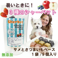犬用アイス 3種のフルーツシャーベット 9個入り 無添加 さめ フルーツ 暑い時の熱中症対策 食欲不振 夏バ…