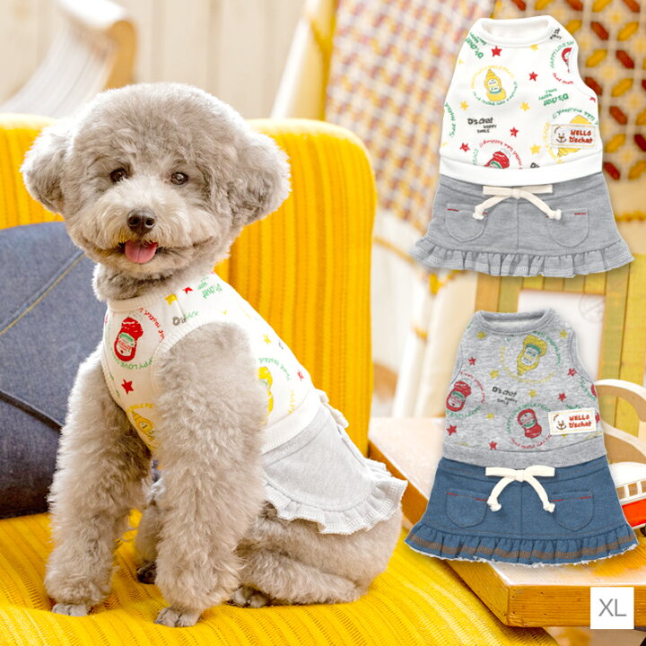 楽天市場 ケチャッププリントワンピ Xl D S Chat ディーズチャット 犬服 ドッグウェア トイプードル チワワ ポメラニアン Ds21aw Wan Voyage