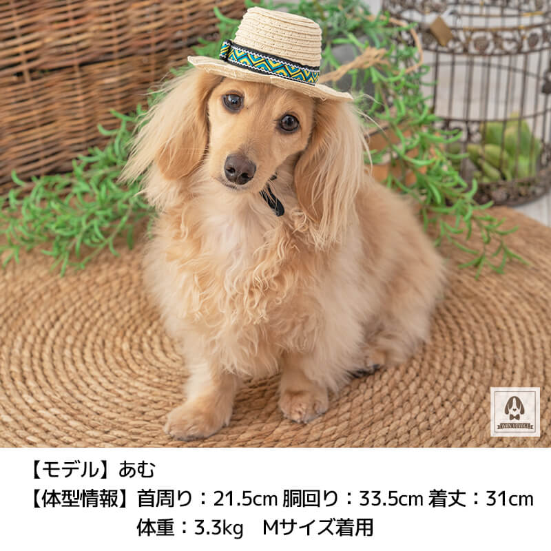 Anera様専用】犬の帽子 麦わら帽子風 コーンシルク×チョコレート-