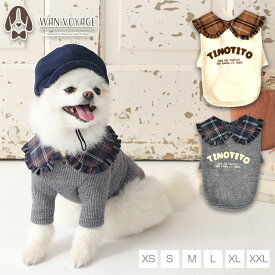 タータン襟長袖ニット XS/S/M/L/XL/XXL TINOTITO -ティノティート- 犬服 ドッグウェア TT25AW