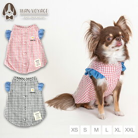 袖フリルチェックタンク XS/S/M/L/XL/XXL TINOTITO -ティノティート- 犬服 ドッグウェア TT25SS
