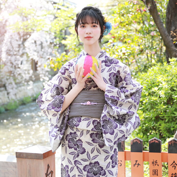 ☆お洒落な綿絽の浴衣m3969