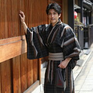 【6/4 20:00〜6/11 1:59まで最大2,000円OFFクーポン】浴衣 メンズ セット 男物高級綿浴衣3点セット「黒地…