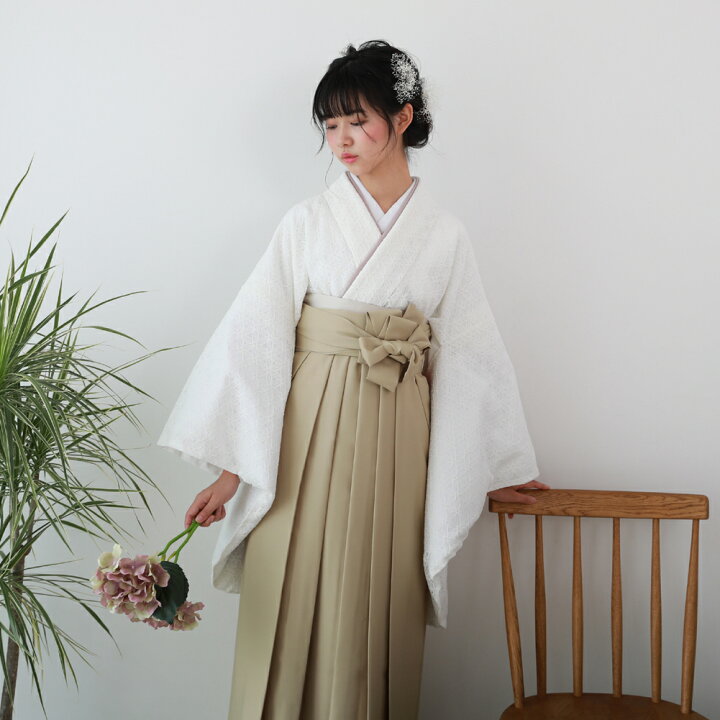 楽天市場 レンタル 卒業式 袴 レンタル 女 袴セット 女性 卒業式袴セット 日本製2尺袖着物 袴 フルセットレンタル 大学生 モダン 日本製 ホワイトの丸花柄レース 二尺袖 レース着物 上品 大人 モノトーン 和 なでしこ