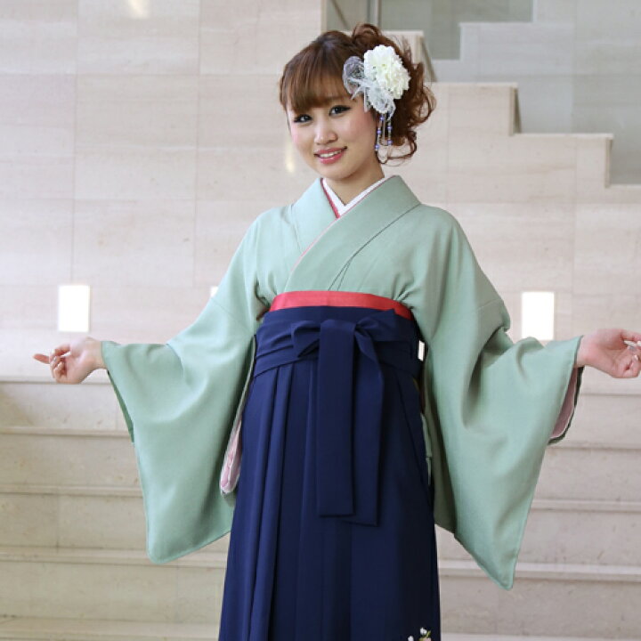 楽天市場 レンタル 袴 レンタル 先生 卒業式 女 安い 大学 袴セット 卒業式袴セット着物 袴フルセットレンタル 先生 教員 青竹色の鮫小紋 色無地 和 なでしこ