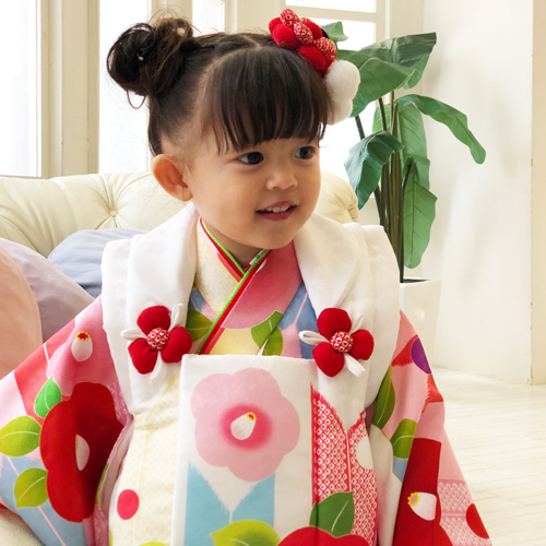 激安人気新品 七五三レンタル 女の子 3歳着物フルセット Y304 桜と菊 
