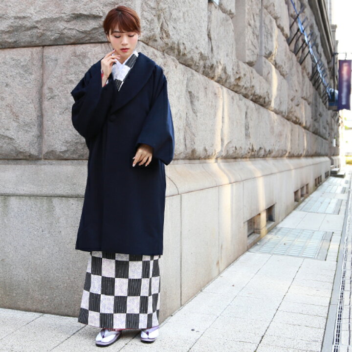 楽天市場】日本製 着物 コート 女性 カシミア混へちま衿＆くるみボタン 