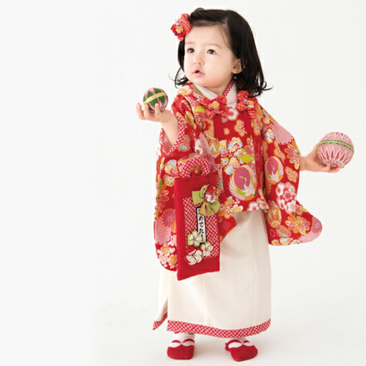 楽天市場 レンタル Japan Style 被布セット 1歳 女の子 ひな祭り 雛祭り 衣装 赤地に鶴 菊 梅 女の子 赤ちゃん ベビー 一歳 着物 衣装 和服 初節句 ハーフバースデー 誕生日 正月 桃の節句 百日祝い お食い初め 和 なでしこ