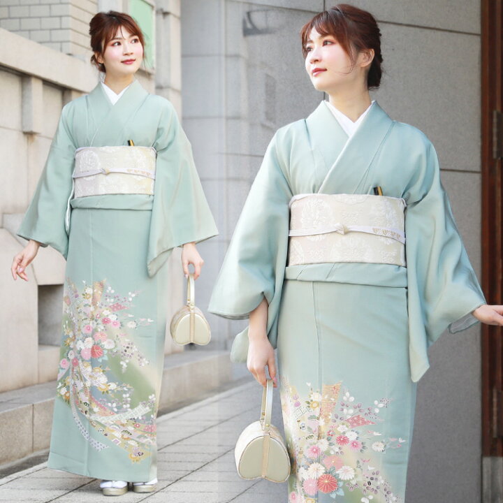 楽天市場 レンタル 色留袖 レンタル 結婚式 薄緑 正絹色留袖19点フルコーディネートセット 和 なでしこ
