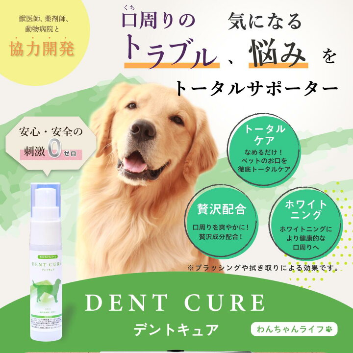 楽天市場 デントキュア 30ml 低刺激 犬 口 犬 デンタルケア 手のひらサイズ デンタルローション マウスケアジェル デンタル ケア 犬用 デンタルケア 乾燥 保湿 国産 わんちゃんライフ 獣医師 薬剤師 動物病院 送料無料 わんちゃんライフ