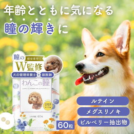 【おまとめクーポンで最大10%OFF】犬 サプリ 目 ルテイン ブルーベリー サプリ 犬 瞳 無添加 シニア 目の健康 維持 ビルベリー アントシアニン アスタキサンチン ルテイン ヒアルロン酸 グルコサミン 獣医師 犬の管理栄養士 監修 わんこの瞳