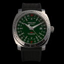 特殊24時間文字盤 ワンチャー「ASTRONAUT」グリーン 機械式自動巻き腕時計【WANCHER ブランド 正規品 保証 24時間計 ミリタリー 軍用 緑文字盤 ビジネス ギフト プレゼント 贈答 メンズ アストロノート】