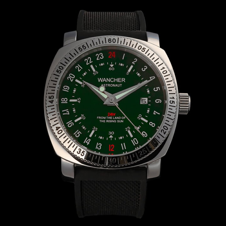 楽天市場】特殊24時間文字盤 ワンチャー「ASTRONAUT」グリーン 機械式  