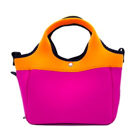 【WANDAWAY】お散歩バッグ・ネオプレーン（ピンク/蛍光オレンジ）【E】軽量ウェットスーツ素材の洗えるお散歩バッグ！ショルダーベルト付き