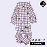 【WANDAWAY】つるつるロンパース（ギンガムチェック・パープル）