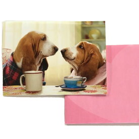 バセットハウンドのバレンタインカードMade in USA封筒付きのグリーティングカードバレンタインデー ペット