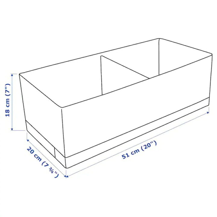 【IKEA】STUK ストゥーク ボックス 仕切り付き, ホワイト, 20x51x18 cm WANNABEE 