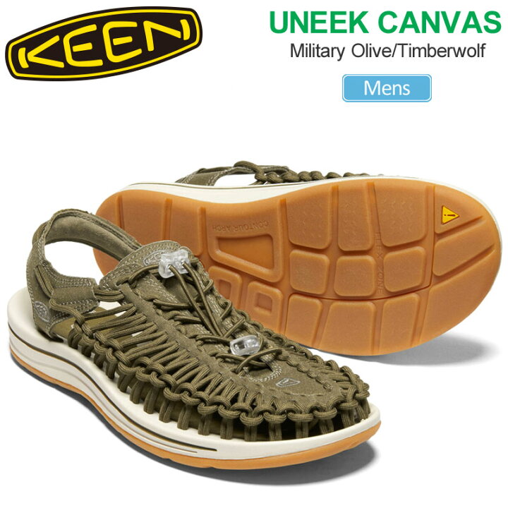 楽天市場 正規取扱店 キーン Keen サンダル シューズ メンズ ユニークキャンバス Uneek Canvas ミリタリーオリーブ 25 29cm 22ss Sdl 靴 26wannado Wanna Do