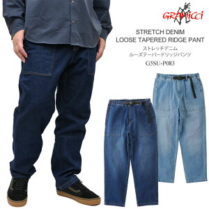 �O���~�` GRAMICCI �����O�p���c �����Y �X�g���b�`�f�j�����[�Y�e�[�p�[�h���b�W�p���c STRETCH DENIM LOOSE TAPERED RIDGE PANT G5SU-P083 2025AW�y���z2509wann