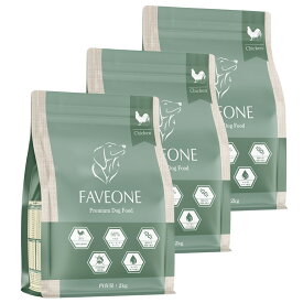 ＼最大20%OFFクーポン配布中／フェイヴワン FAVEONE ドッグフード 全犬種用 チキン 高タンパク ヒューマングレード グレインフリー 筋肉 関節ケア 涙やけ 皮膚 腸内フローラ 毛並み オメガ3 食いつき ペット おすすめ 送料無料【2kg×3個】