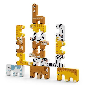 【Tumama】可愛い動物の積み木 15ピース 知育 ギフト おもちゃ Animals Stacking Games(brown/yellow/white) TM253