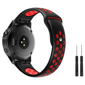 ATiC GARMIN Fenix 5 / Fenix 5 Plus バンド ガーミン 交換用バンド 腕時計バンド スマートウォッチバンド シリコン 交換ベルト 軽量 耐久性調整可能 235mm-195mm腕首フィット Forerunner 935/Approach S60/Quatix 5