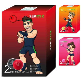 TEKXYZ ボクシング リフレックス ボール、2 つの難易度レベルのボクシング ボール、ヘッドバンド付き、テニス ボールよりも柔らかい、リアクション、敏捷性、パンチング スピード、ファイ