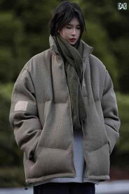 メンズ アウター 暖かい 秋冬 レトロ 麻 綿 コート 厚手 カップル カジュアル バッジ レデス パン コート 綿 コート