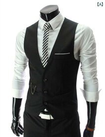 メンズ フォーマル オフス 精神 個 ビジネス 服装 ポニー クリップ 最適 黒 シングルブレスト チョッキ