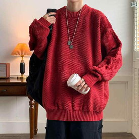 メンズ 赤 セーター レトロ トレンド 人 カップル 着 ニット セーター ジャケット セーター